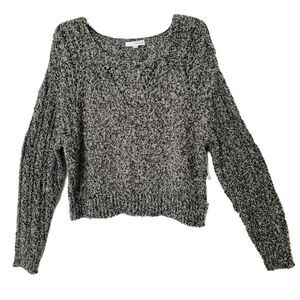 Coco Jaimeson Sweater Women XL Pointelle Heather Charcoal Cozy Comfy Fuzzy NWT